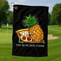 Pineapple Pizza Funny Pepperoni Pizzas Golf Towel thumb 1
