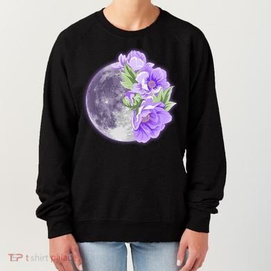 Purple Peonies Flowers Full Moon Women's Sweatshirt