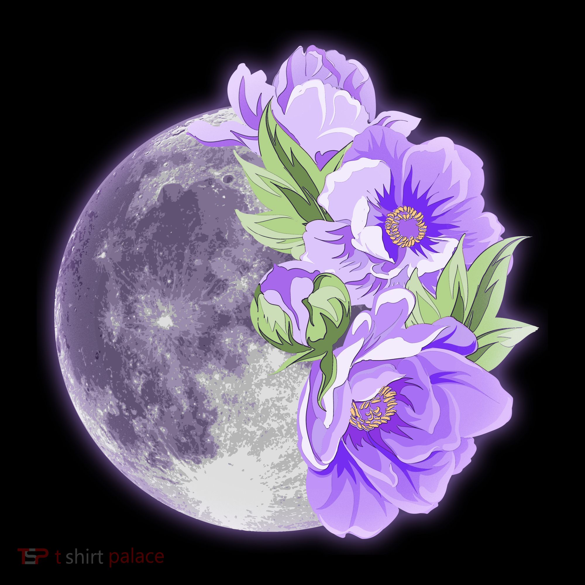 Purple Peonies Flowers Full Moon Coaster