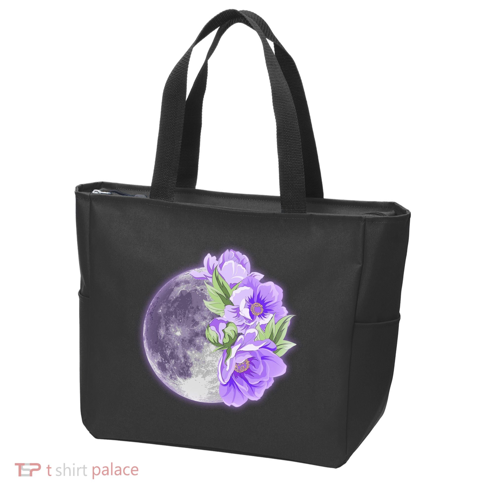 Purple Peonies Flowers Full Moon Tote Bag