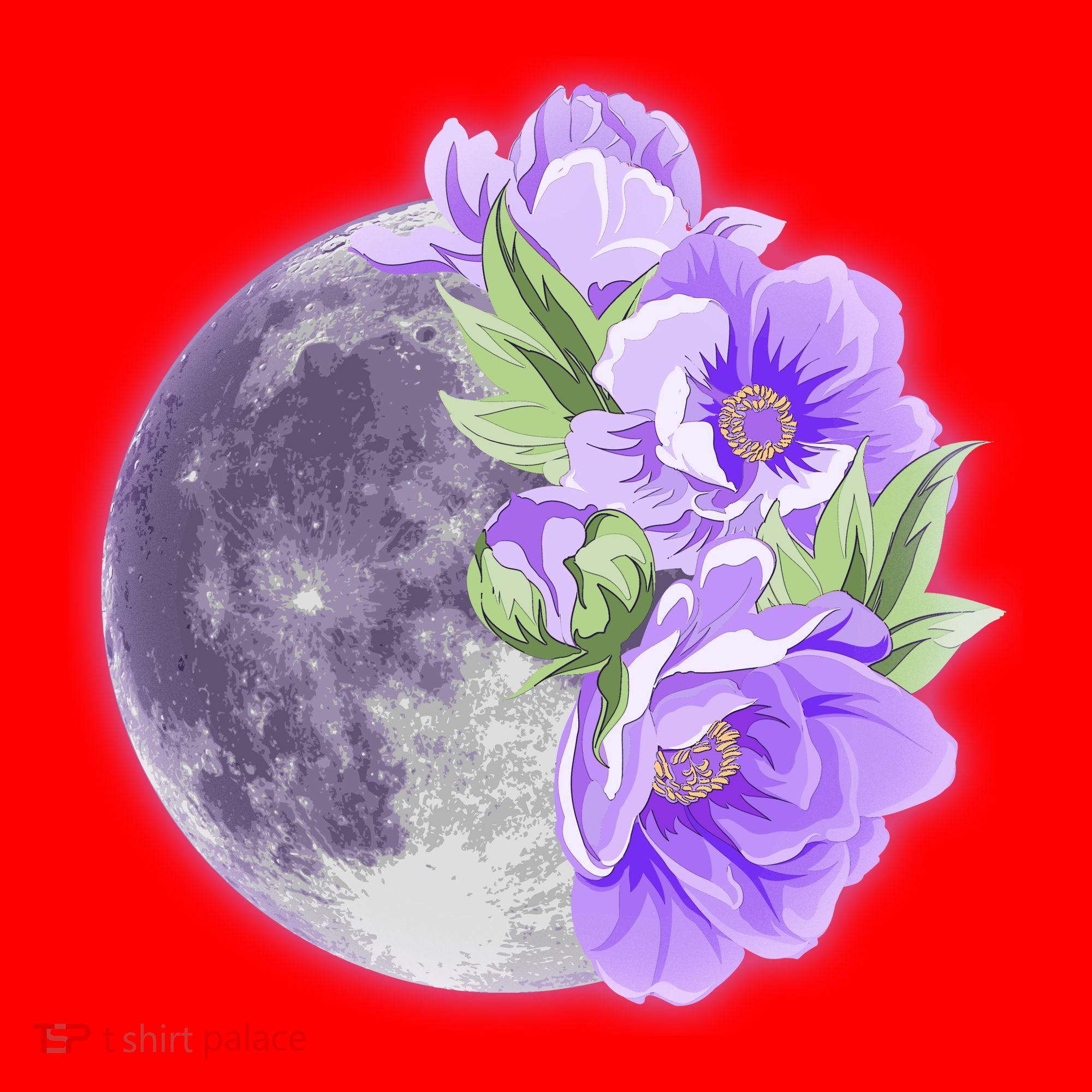 Purple Peonies Flowers Full Moon Santa Hat
