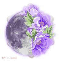 Purple Peonies Flowers Full Moon Ceramic Ornament thumb 2