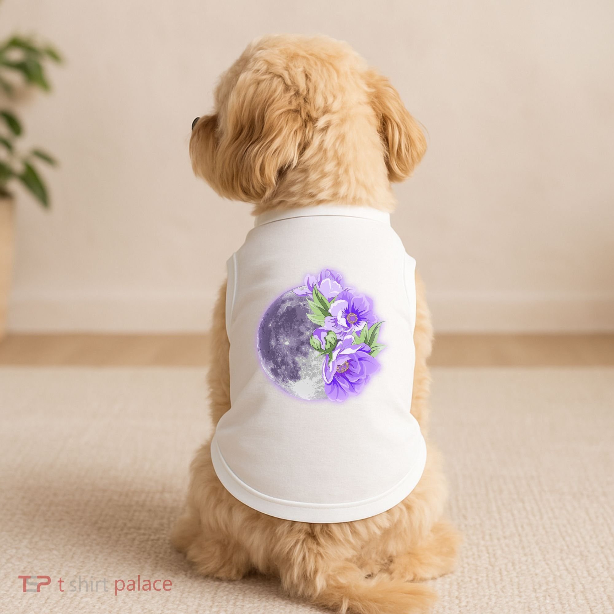 Purple Peonies Flowers Full Moon Doggie Tank