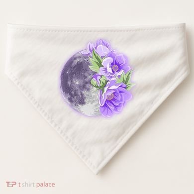 Purple Peonies Flowers Full Moon USA-Made Doggie Bandana