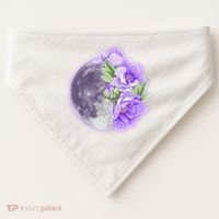 Purple Peonies Flowers Full Moon USA-Made Doggie Bandana thumb 0