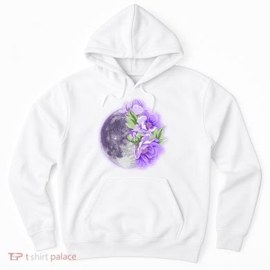 Purple Peonies Flowers Full Moon Hoodie