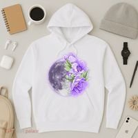 Purple Peonies Flowers Full Moon Hoodie thumb 3