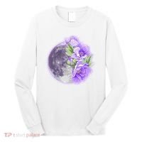 Purple Peonies Flowers Full Moon Long Sleeve Shirt thumb 0