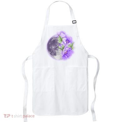 Purple Peonies Flowers Full Moon Apron
