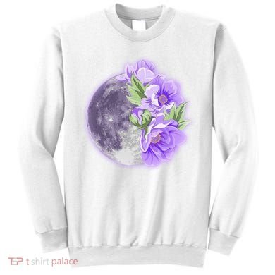 Purple Peonies Flowers Full Moon Sweatshirt