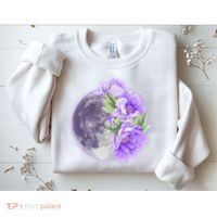 Purple Peonies Flowers Full Moon Sweatshirt thumb 2