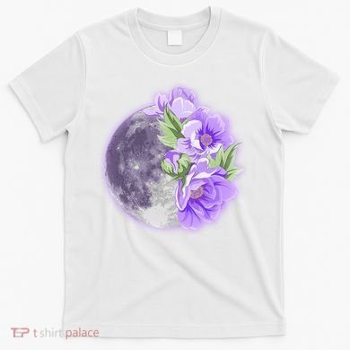 Purple Peonies Flowers Full Moon T-Shirt