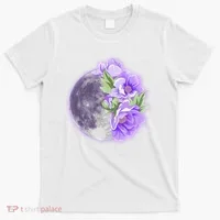 Purple Peonies Flowers Full Moon T-Shirt thumb 0