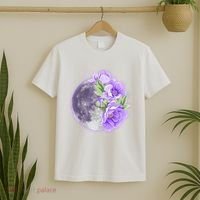 Purple Peonies Flowers Full Moon T-Shirt thumb 2