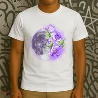 Purple Peonies Flowers Full Moon T-Shirt thumb 3