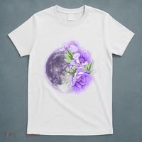 Purple Peonies Flowers Full Moon T-Shirt thumb 5