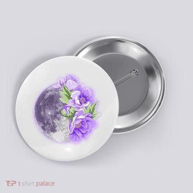 Purple Peonies Flowers Full Moon Button