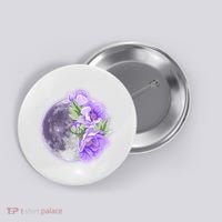 Purple Peonies Flowers Full Moon Button thumb 0