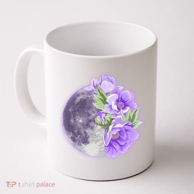 Purple Peonies Flowers Full Moon Coffee Mug