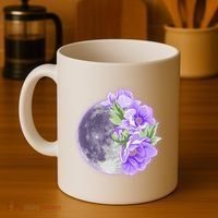 Purple Peonies Flowers Full Moon Coffee Mug thumb 4