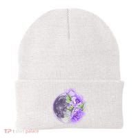 Purple Peonies Flowers Full Moon Beanie thumb 0