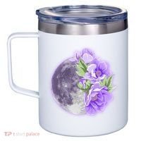 Purple Peonies Flowers Full Moon 12oz Stainless Steel Coffee Mug thumb 2