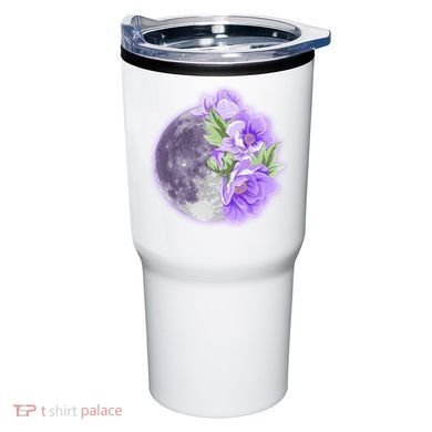 Purple Peonies Flowers Full Moon Tumbler