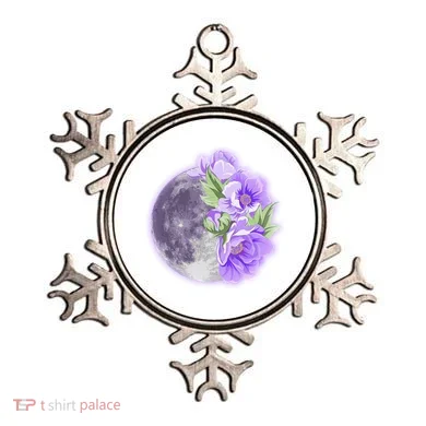 Purple Peonies Flowers Full Moon Ornament