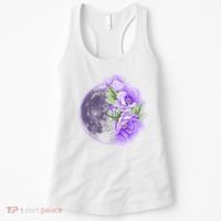 Purple Peonies Flowers Full Moon Women's Tank Top thumb 0