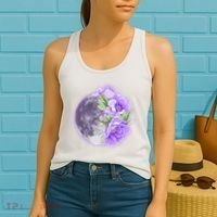 Purple Peonies Flowers Full Moon Women's Tank Top thumb 2