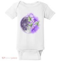 Purple Peonies Flowers Full Moon Baby Bodysuit thumb 0