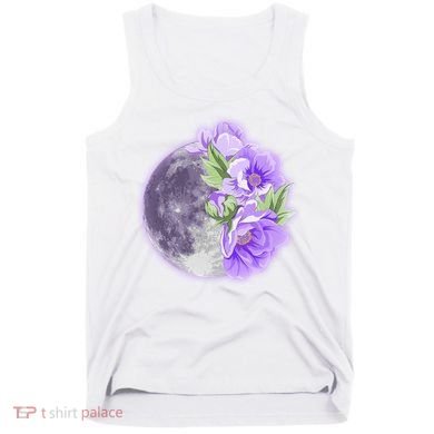 Purple Peonies Flowers Full Moon Tank Top