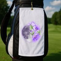 Purple Peonies Flowers Full Moon Golf Towel thumb 2