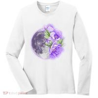 Purple Peonies Flowers Full Moon Women's Long Sleeve Shirt thumb 0