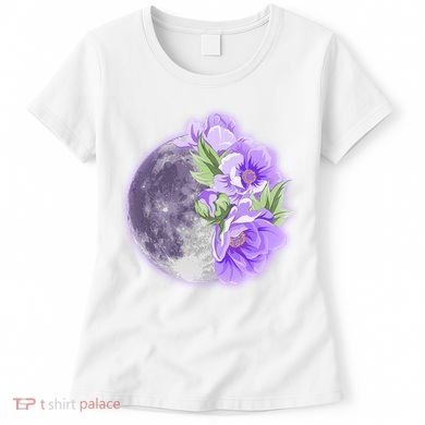 Purple Peonies Flowers Full Moon Women's T-Shirt