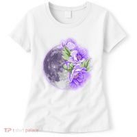 Purple Peonies Flowers Full Moon Women's T-Shirt thumb 0