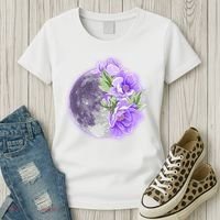 Purple Peonies Flowers Full Moon Women's T-Shirt thumb 3