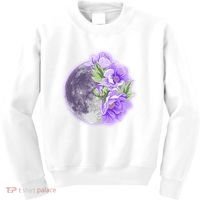 Purple Peonies Flowers Full Moon Kids Sweatshirt thumb 0
