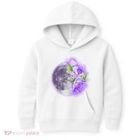 Purple Peonies Flowers Full Moon Kids Hoodie thumb 0