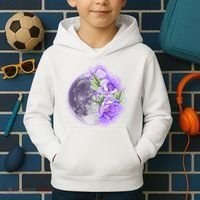 Purple Peonies Flowers Full Moon Kids Hoodie thumb 2