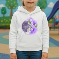 Purple Peonies Flowers Full Moon Kids Hoodie thumb 3