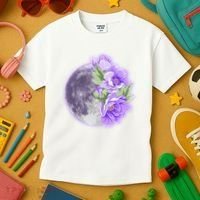 Purple Peonies Flowers Full Moon Kids T-Shirt thumb 3