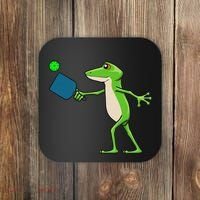 Pickleball Player Frog Cute Animal Sports Coaster thumb 0