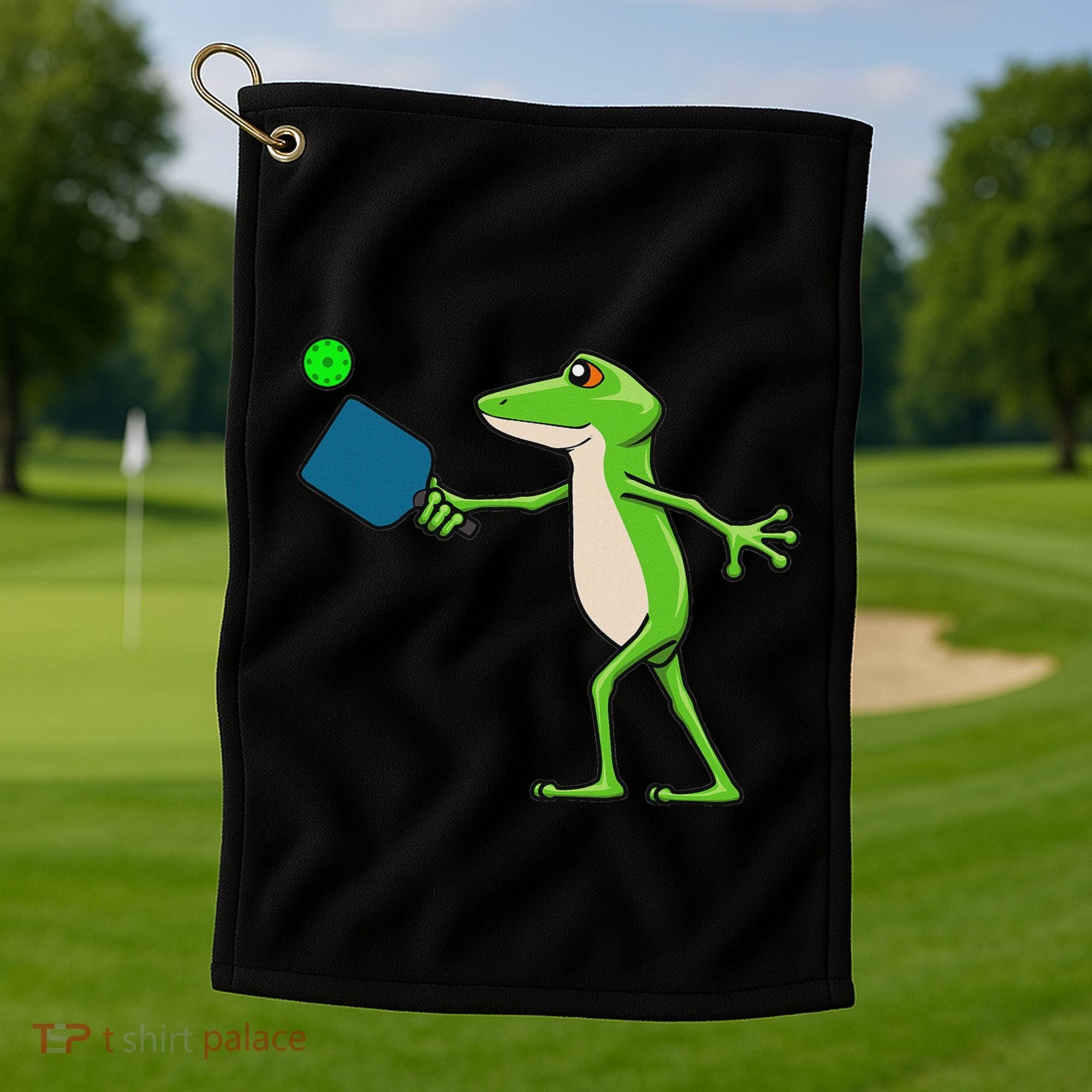 Pickleball Player Frog Cute Animal Sports Golf Towel