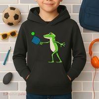Pickleball Player Frog Cute Animal Sports Kids Hoodie thumb 2