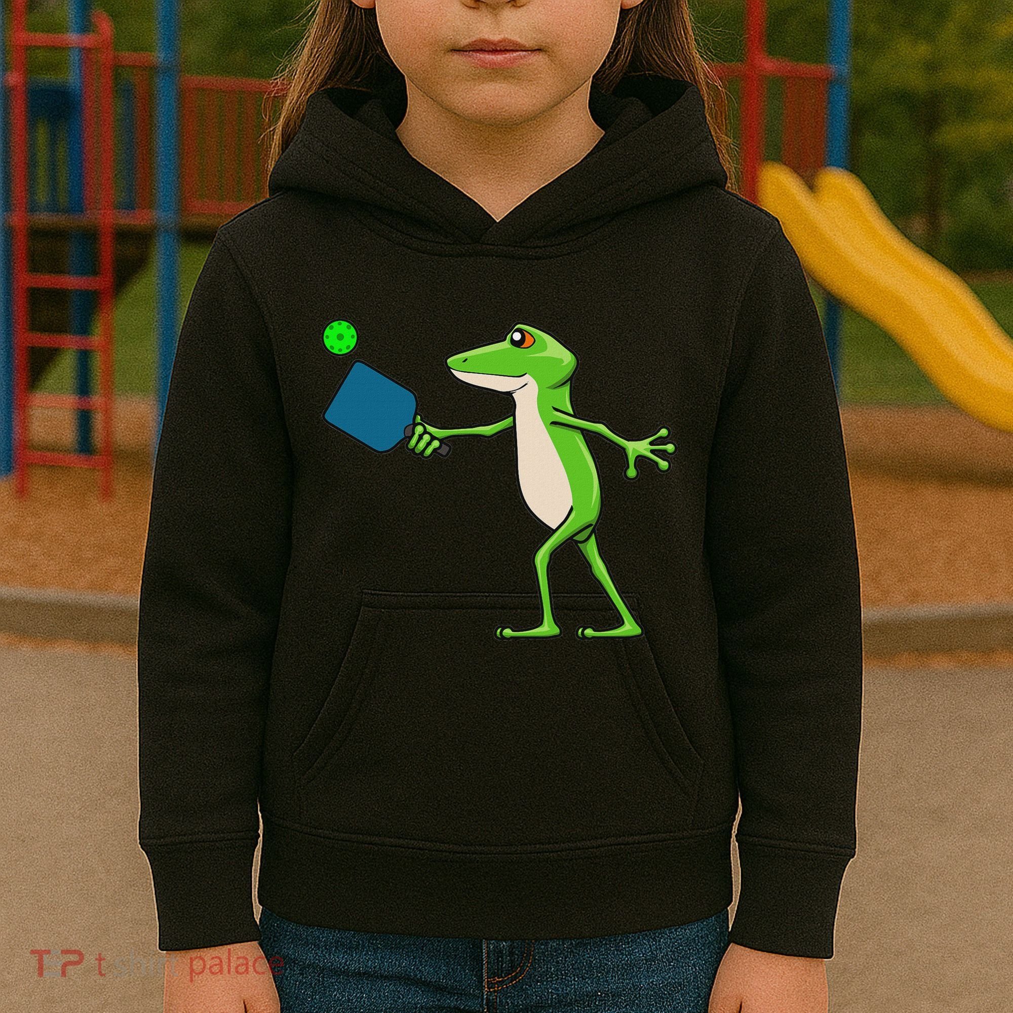 Pickleball Player Frog Cute Animal Sports Kids Hoodie