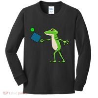 Pickleball Player Frog Cute Animal Sports Kids Long Sleeve Shirt thumb 0