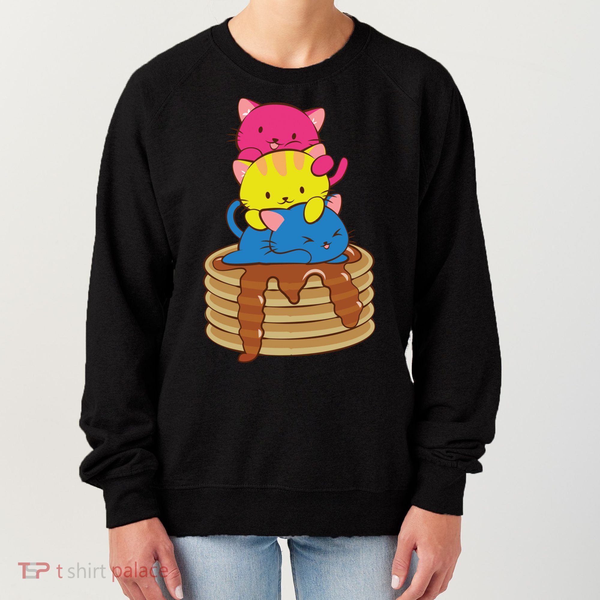Pansexual Pride Flag Cute Lgbtq Pan Pride Kawaii Cat Gift Women's Sweatshirt