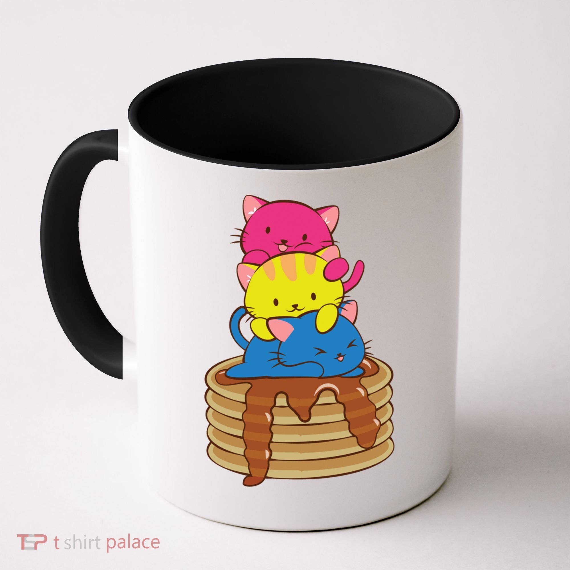 Pansexual Pride Flag Cute Lgbtq Pan Pride Kawaii Cat Gift Coffee Mug