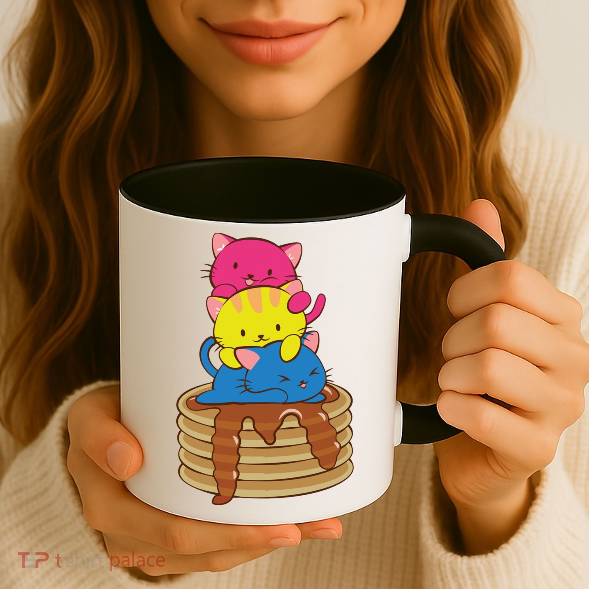 Pansexual Pride Flag Cute Lgbtq Pan Pride Kawaii Cat Gift Coffee Mug
